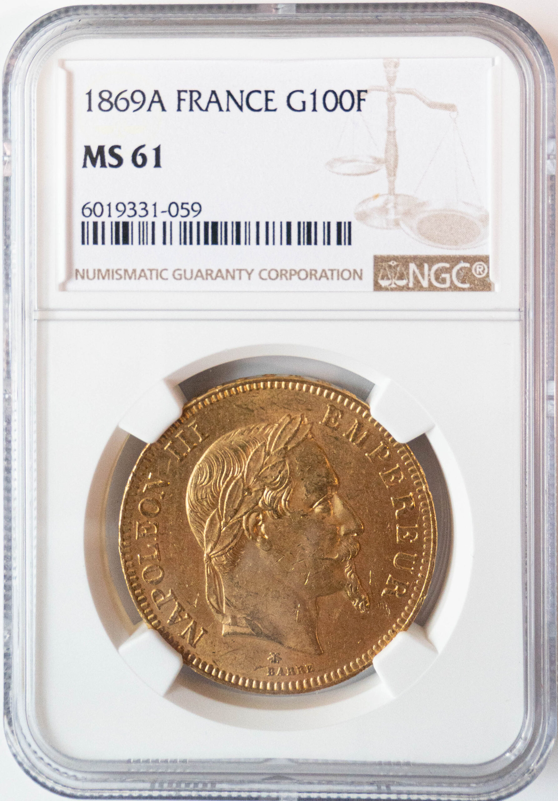 フランス 100フラン 金貨 1869年-A ナポレオン3世 MS61 | GEM COINS